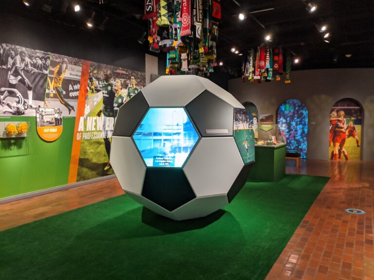 Video Screen in a Giant Soccer Ball in a Museum